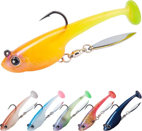 Miniatura 22 de TRUSCEND Duramax TPE Soft Fishing Lures with BKK Hooks, Shrimp & Crayfish Pro Fishing Baits, Curly & Paddle Tail Lure for Trembly Sinking &