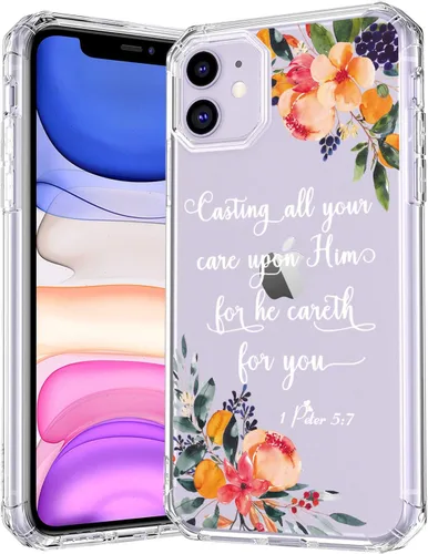 Miniatura 8 de Funda para iPhone 11 Bible Verses Series – Bonita Biblia Versos, citas, flores, diseños florales, inspiradoras, niñas y mujeres, suave protector