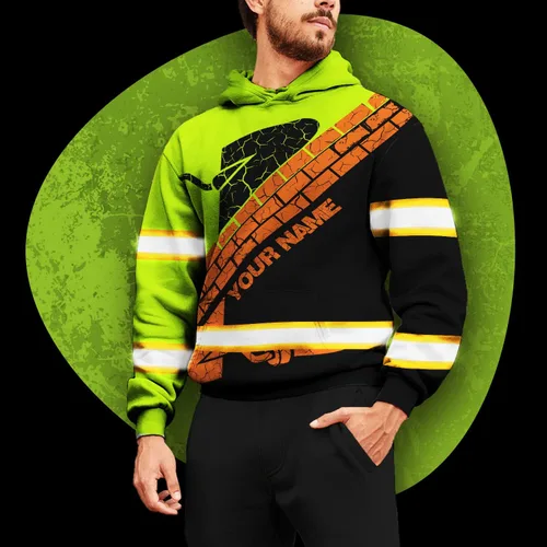Miniatura 2 de Sudadera con capucha de alta visibilidad para hombres - Colección de trabajos con nombre personalizado Clase 3 Ropa de trabajo reflectante