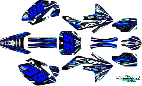 Miniatura 2 de Kit de gráficos Kalair GFX para Honda CRF150R (2007-2023) Serie PRIME Azul 09 Mil - Kit de calcomanías y adhesivos de gráficos personalizados
