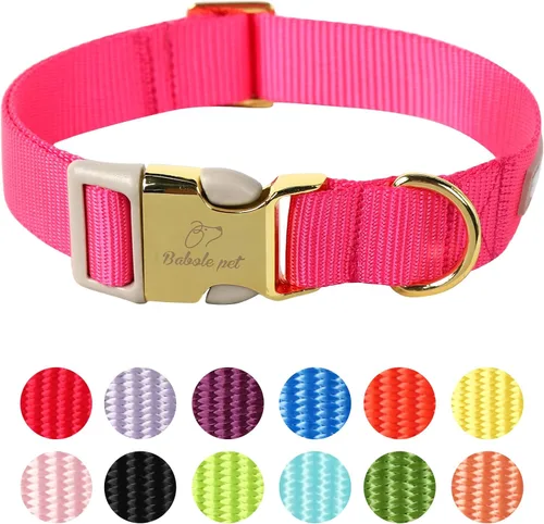 Miniatura 23 de Collar de perro de nailon de Babole Pet - Collares ajustables de cinturilla suave de nailon negro para perros pequeños, medianos y grandes, collar
