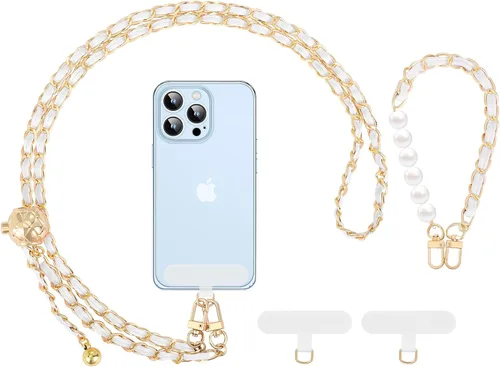 Miniatura 11 de MoKo Cordón cruzado para teléfono, correa de muñeca y cordón cruzado para teléfono con longitud ajustable, correa para iPhone y Samsung, con 2 Blanco