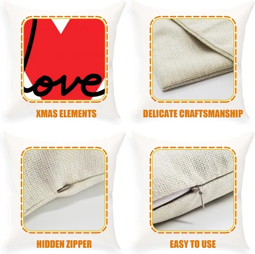 Miniatura 3 de Juego de 4 fundas de almohada decorativas para el día de San Valentín de 18 x 18 pulgadas, diseño de arpillera de corazón, fundas de cojín y cojines