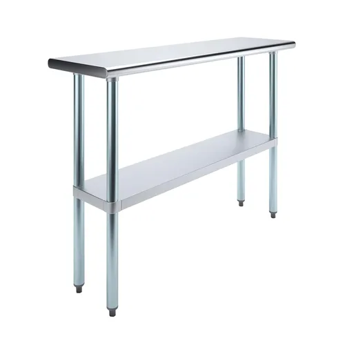 Miniatura 16 de AmGood Mesa de trabajo de acero inoxidable con estante inferior Preparación de alimentos NSF Estación de trabajo utilitaria