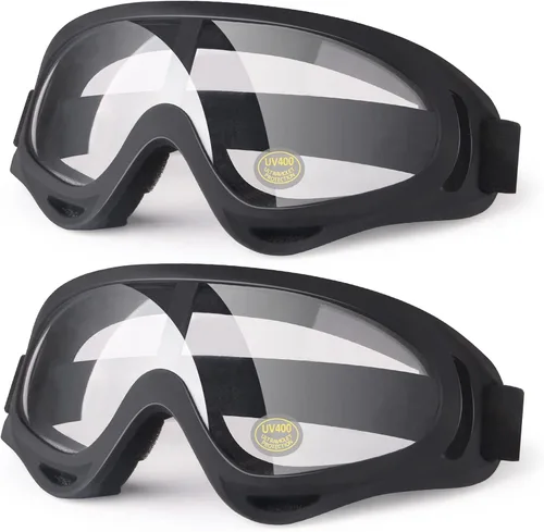 Miniatura 12 de Gafas de motocicleta para niños, 2 paquetes de gafas para cuatrimoto, motocross, esquí, gafas de carreras todoterreno para niños, gafas anti-UV, a