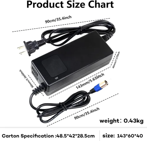 Miniatura 7 de Cargador de batería de 29.4V 4A Cargador de batería de litio de 24V para batería de iones de litio de 24V 7S Conector XLR de 3 pines, equipado
