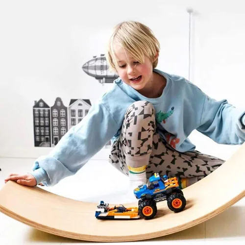 Miniatura 2 de Gentle Monster - Tabla de equilibrio oscilante de madera, juguete de madera natural Montessori para niños pequeños y adultos; juguete de aprendizaje