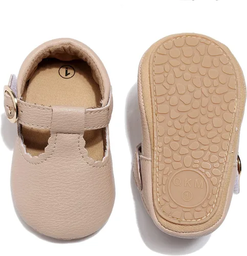 Miniatura 4 de HONGTEYA Zapatos planos Mary Jane para bebés y niñas, antideslizantes, para los primeros pasos, suela suave, piel sintética, zapatos de cuna