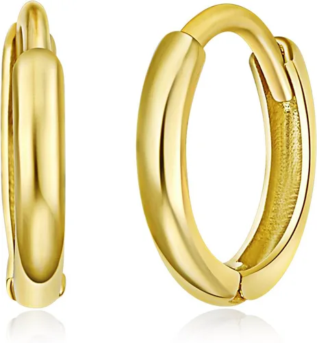 Miniatura 2 de Aretes Huggie de oro amarillo o blanco real de 14 quilates de grosor de 0.059 in (0.315 x 0.315 in)