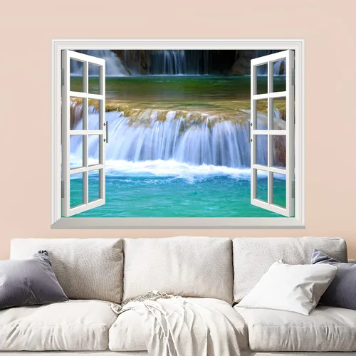 Miniatura 7 de Mural autoadhesivo, casa del árbol en el bosque, visualización de ventana creativa, decoración de paredes