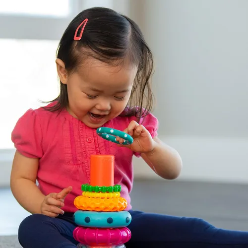 Miniatura 5 de Anillo de apilado de pilas de círculos de Sassy, juguete de aprendizaje STEM, a partir de 6 meses, multicolor, juego de 9 piezas