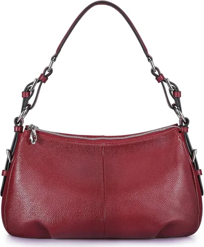 S-ZONE Bolso de hombro para mujer Hobo, bolsa de hombro de cuero genuino, bolso cartera