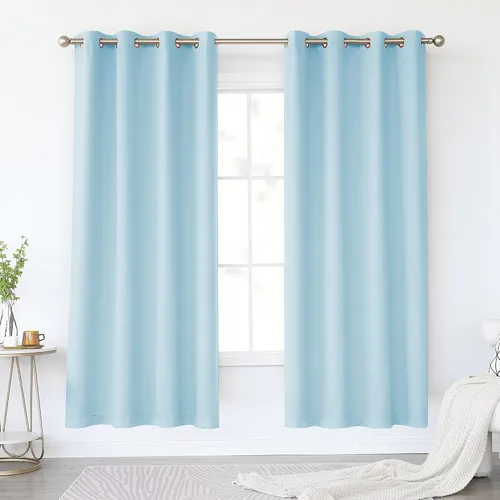 Miniatura 11 de KEQIAOSUOCAI Cortinas rosa bebé de 63 pulgadas para habitación de niñas - Con aislamiento térmico que oscurece la habitación, cortinas de ventana