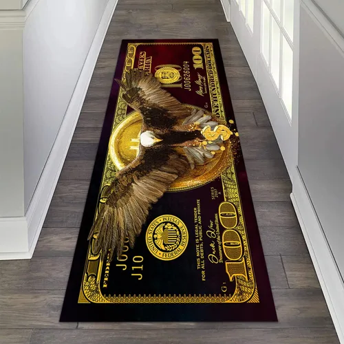 Alfombra fresca de águila calva, color rojo oscuro y dorado, alfombra de 100 dólares, alfombra de pasillo para lavandería, cocina, alfombras de