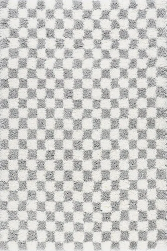 Miniatura 6 de nuLOOM Adelaide Gris Claro/Crema, 3 x 5 pies, a cuadros, shag, suave y acogedor, para alto tráfico, resistente a las manchas, fácil de limpiar