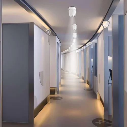 Miniatura 3 de Foco de techo LED de 12 W, luz direccional de rotación de 360°, 6000 K, blanco frío/lámpara de pared para pasillo, galería, sala de estar/blanco