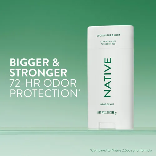 Miniatura 2 de Native Desodorante sin aluminio, eucalipto y menta, barra de gran tamaño, control de olores de 72 horas, para mujeres y hombres, contiene
