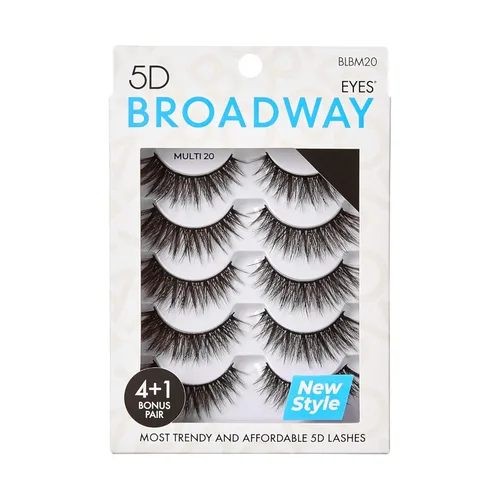 Broadway - Juego de 5 pares de pestañas postizas de aspecto natural a dramático (20)