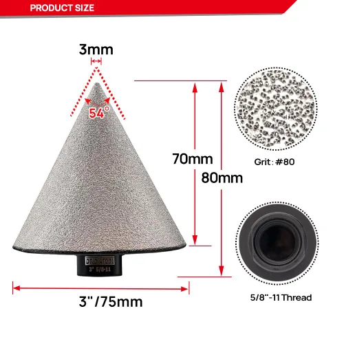 Miniatura 2 de DT-DIATOOL Broca biseladora de diamante de 3 pulgadas para azulejos, granito, mármol, agujeros existentes, ampliación, pulido, modelado, agujeros