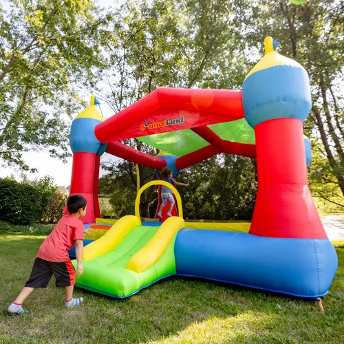 Miniatura 3 de Castillo hinchable de fiesta Bounceland, casa saltarina, 16 pies de largo x 13 pies de ancho x 10.3 pies de alto, aro de baloncesto, techo solar