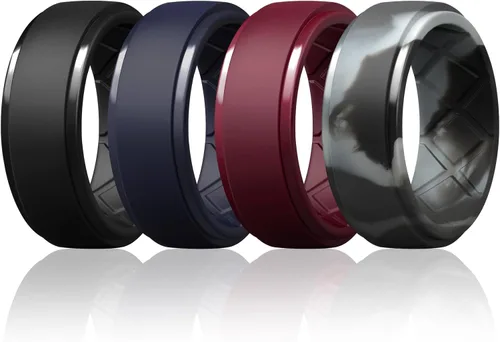 Miniatura 95 de Egnaro - Anillos de silicona para hombre, 25/64 pulgadas (10 mm) de ancho y 3/32 pulgadas (2.5 mm) de grosor, alianzas de boda de goma, paquete