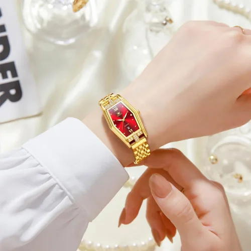Miniatura 4 de OLEVS Reloj para mujer de acero inoxidable dorado, vestido de moda, analógico, de cuarzo, luminoso, impermeable, reloj Wrsit para mujer
