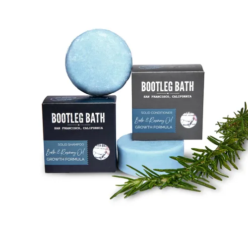 Growth Formula - Juego de barra de champú y acondicionador con biotina y aceite esencial de romero, vegano, sin sulfatos, sin ftalatos, sin
