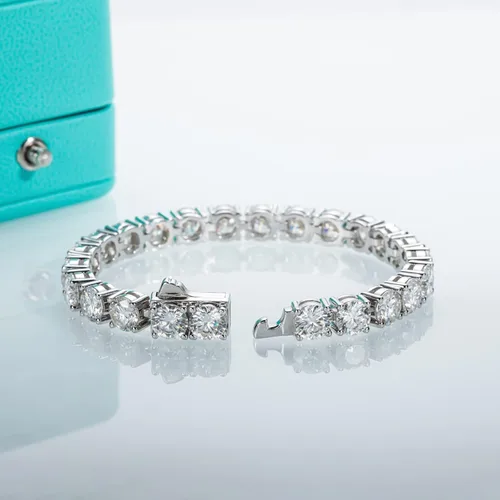 Miniatura 10 de AnuClub 11.1CT-32CT Moissanite Tennis Bracelet 925 Sterling Silver Round Cut 4MM/6.5MM D Color VVS1 Moissanites Classic Bracelets for Women Men