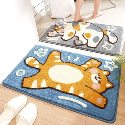 Miniatura 8 de Bonita alfombra de baño de 16 x 24 pulgadas para baño y dormitorio, antideslizante, absorbente, de microfibra suave, lavable a máquina, alfombra