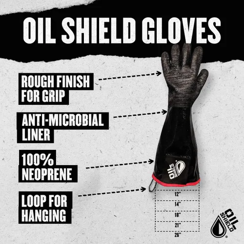 Miniatura 3 de Oil Shield® - Guante de neopreno de alto calor de 18 pulgadas, filtración de freidora, clasificación de temperatura de 450 grados, seguridad