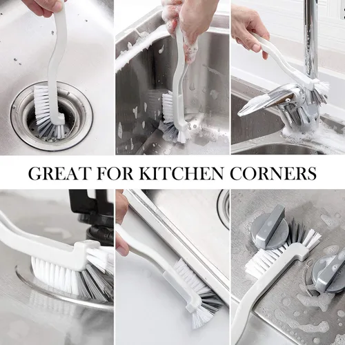 Miniatura 2 de Cepillo de limpieza pequeño para limpiar el fregadero, baño, cocina, borde de la esquina, lechada de esquina para uso doméstico con mango