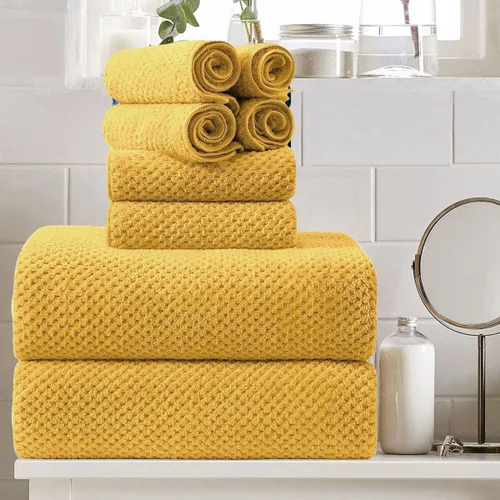 Miniatura 23 de Juego de 8 toallas de baño grandes azules para la familia - 2 sábanas de toalla de baño extragrandes, 2 toallas de mano, 4 paños - 600GSM suaves