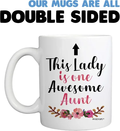Miniatura 6 de Taza de café This Lady Is One Awesome Aunt – Taza de 11 oz para tía – Taza para cumpleaños, Navidad, Día de la Madre de sobrina, sobrino, familia