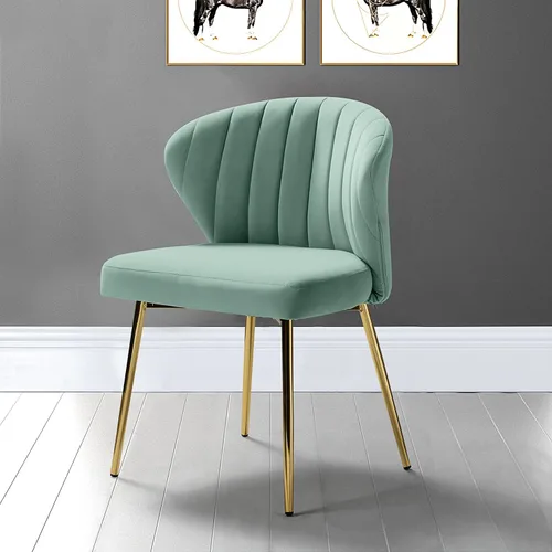 Miniatura 25 de TINA'S HOME Juego de 2 sillas decorativas, sillas laterales de terciopelo glamoroso con patas doradas, sillas de comedor tapizadas de mediados
