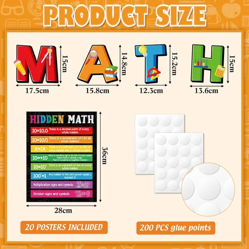 Miniatura 2 de Ctosree 20 Piezas Póster de Matemáticas Por Qué Matemáticas Póster de Mentalidad de Crecimiento Matemático Decoración de Tablero de Anuncios