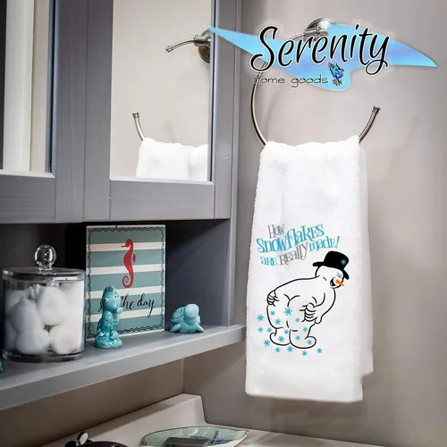 Miniatura 5 de Decoración navideña Toallas de cocina y baño How Snowflakes Are Made, muñeco de nieve Novedad de invierno de Navidad Toalla color blanco