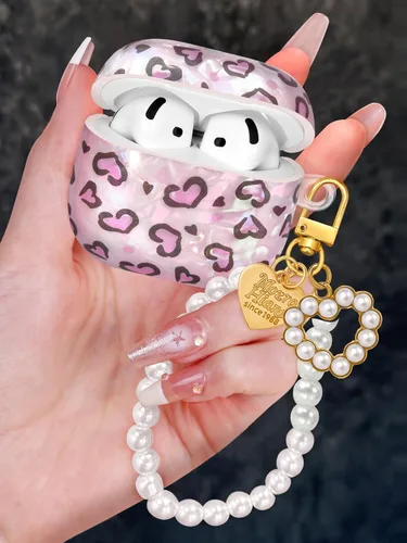 Miniatura 36 de Funda para AirPods Pro/Pro 2 con llavero de perlas, diseño de concha con purpurina para niñas, bonita y elegante funda Kawaii para Apple
