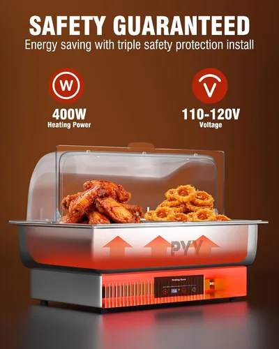 Miniatura 2 de PYY Plato Calentador Eléctrico, Juego de Chafing Dish de Tapa Enrollable para Buffet, Juego de Servidor Calentador Chafer para Catering, Buffets