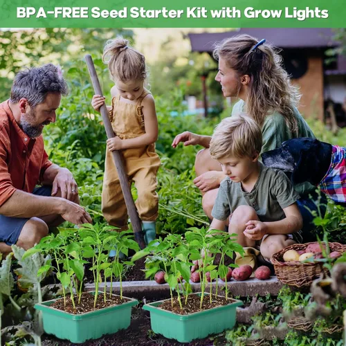Miniatura 6 de Bandejas de inicio de semillas con luces de cultivo y tapete térmico, kit de inicio de semillas de 72 celdas con luces, 3 modos de iluminación
