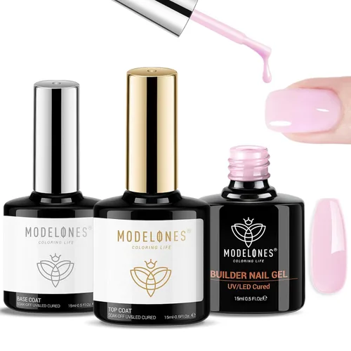 Miniatura 32 de Modelones Esmalte de uñas en gel con purpurina, acabado brillante ultra fino blanco con aurora, purpurina transparente, acabado brillante con A1