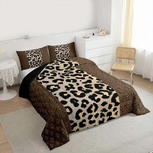 Miniatura 4 de Erosebridal Juego de edredón con estampado de leopardo, juego de ropa de cama con estampado de guepardo, juego de ropa de cama y colecciones