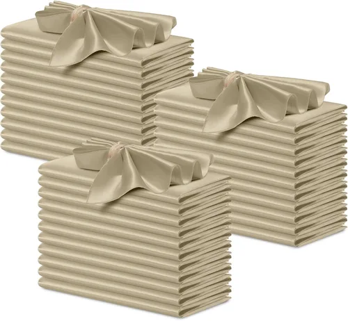 Miniatura 26 de P Pothuiny 12 servilletas de satén de color beige sedoso de 17 x 17 pulgadas, servilletas cuadradas lisas de tela de satén, servilletas de mesa