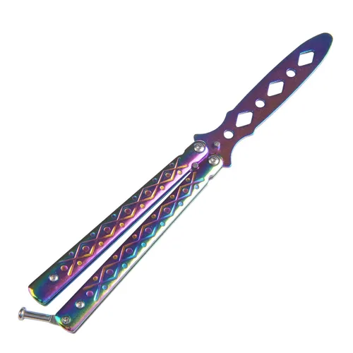 Miniatura 7 de Navaja de mariposa para entrenamiento, herramienta de práctica con hoja sin filo, acero inoxidable