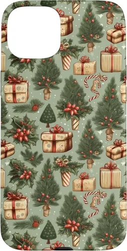 Miniatura 9 de Vintage Christmas Theme Holiday Trees, Presents, Teal, Bows Case for iPhone 17