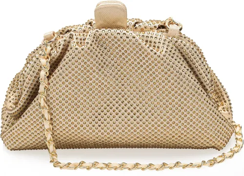 Miniatura 4 de Bolso de mano con marco de cristal con diamantes de imitación, bolso de embrague plisado para mujer