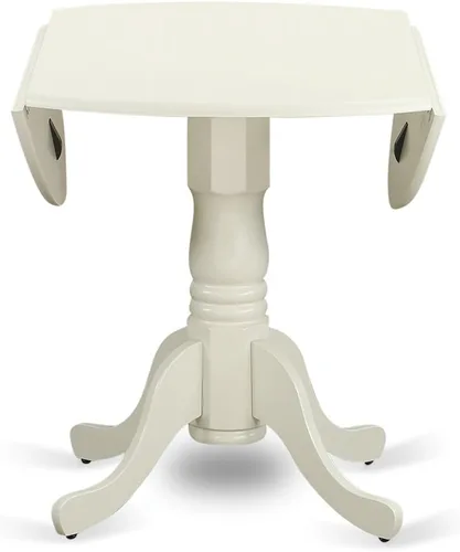 Miniatura 5 de East West Furniture DLCL5-WHI-C - Juego de mesa de comedor de 5 piezas, incluye una mesa de comedor redonda con gotas y 4 sillas tapizadas de tela