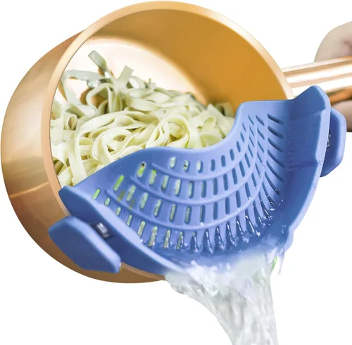 Miniatura 11 de AUOON - Colador grande con clip para todas las ollas y sartenes, colador de silicona de gran tamaño, diseño familiar, colador de pasta, colador