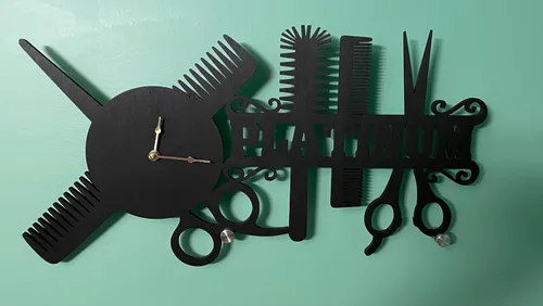 Miniatura 2 de Namofactur Reloj colgante de pared único personalizado con nombre, el regalo individual perfecto para peluquería, estilista, salón de belleza