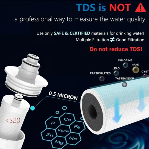 Miniatura 3 de Frizzlife Filtro de agua para debajo del fregadero, sistema de filtración de agua potable certificado NSF/ANSI 53 y 42, 0.5 micras que elimina