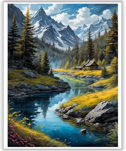 Miniatura 9 de HITO Kit de pintura de paisaje por números para adultos, Aurora para adultos, kits de pintura por números sobre lienzo para regalo, decoración